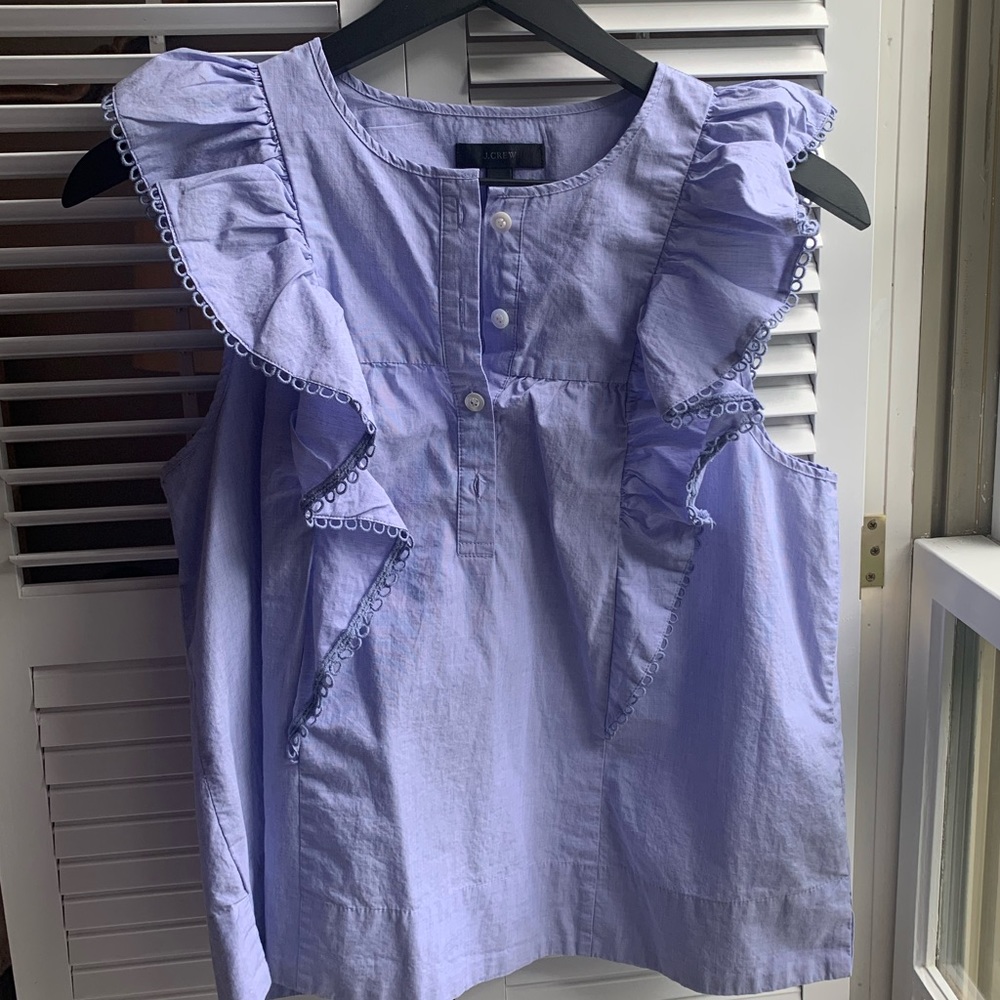 J. Crew ruffled blue blouse size 2